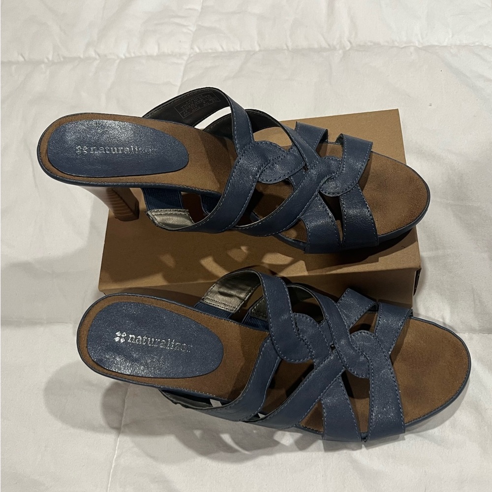 Naturalizer Navy slip on Crisscross Heeled Sandals